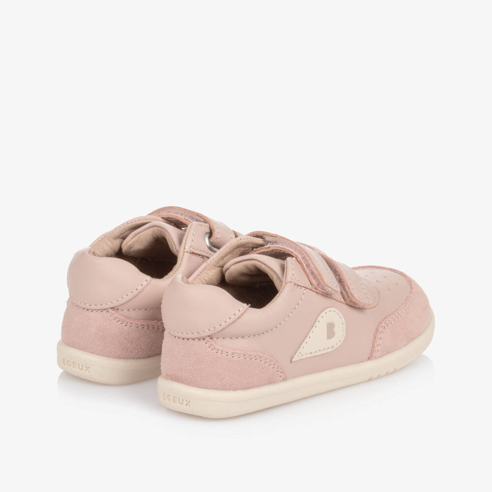 Bobux IWalk-Girls Pale Pink Leather First Walker Trainers | Childrensalon