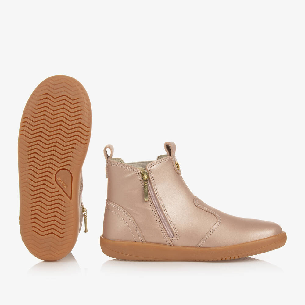 Bobux Kid +-Girls Pink Leather Boots | Childrensalon