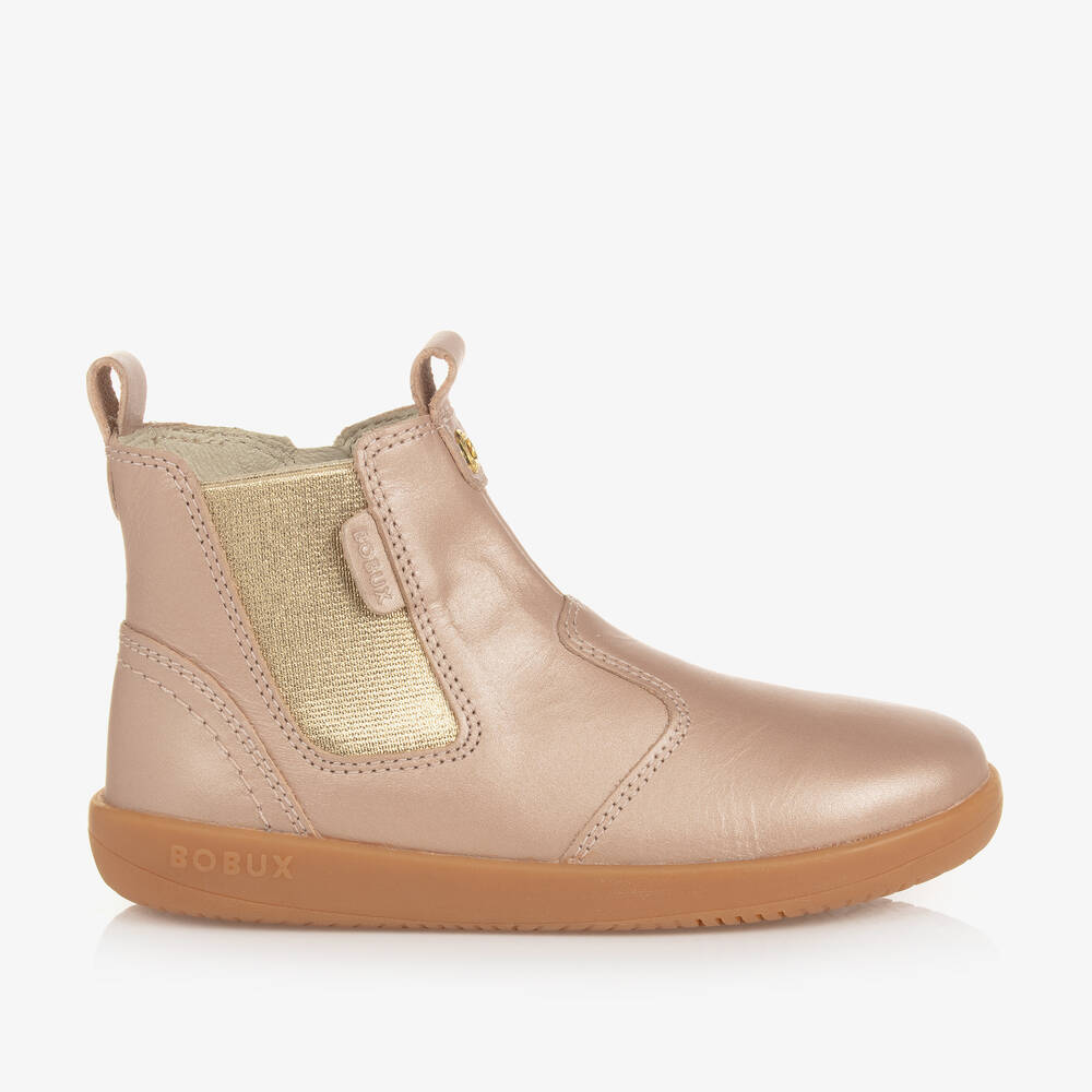 Bobux Kid +-Girls Pink Leather Boots | Childrensalon