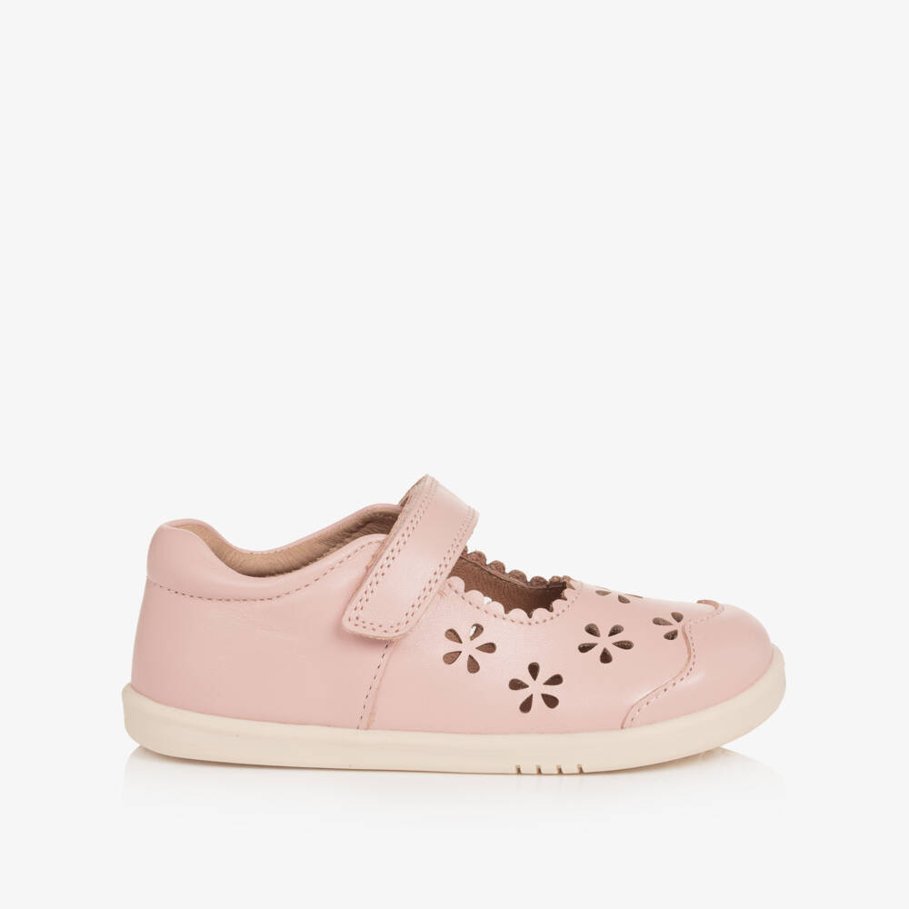 Bobux IWalk-Girls Pink Leather Shoes with Cut-Out Detailing | Childrensalon