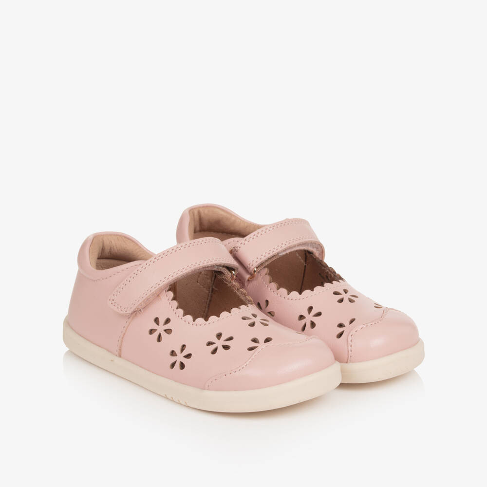 Bobux IWalk-Girls Pink Leather Shoes with Cut-Out Detailing | Childrensalon
