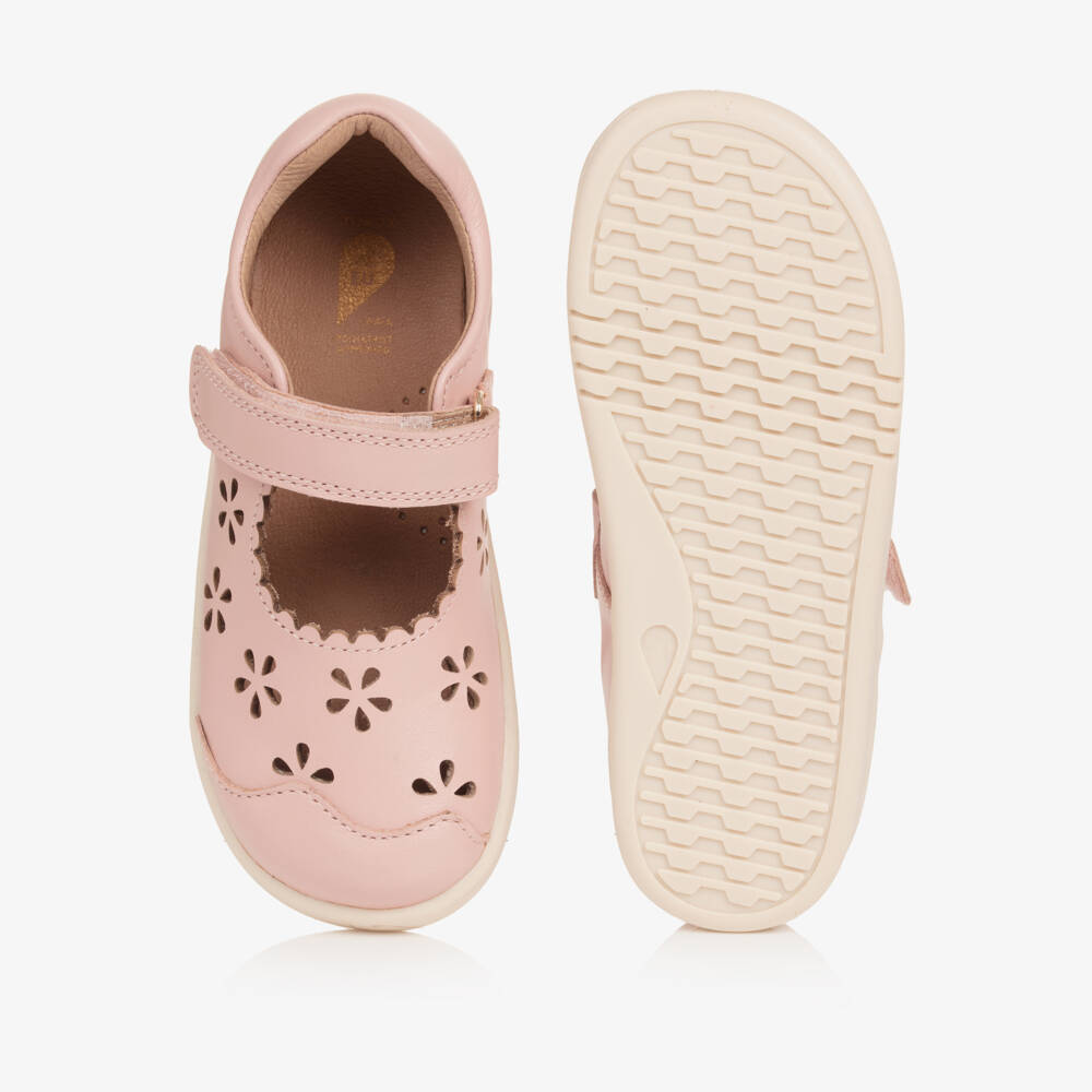 Bobux IWalk-Girls Pink Leather Shoes with Cut-Out Detailing | Childrensalon