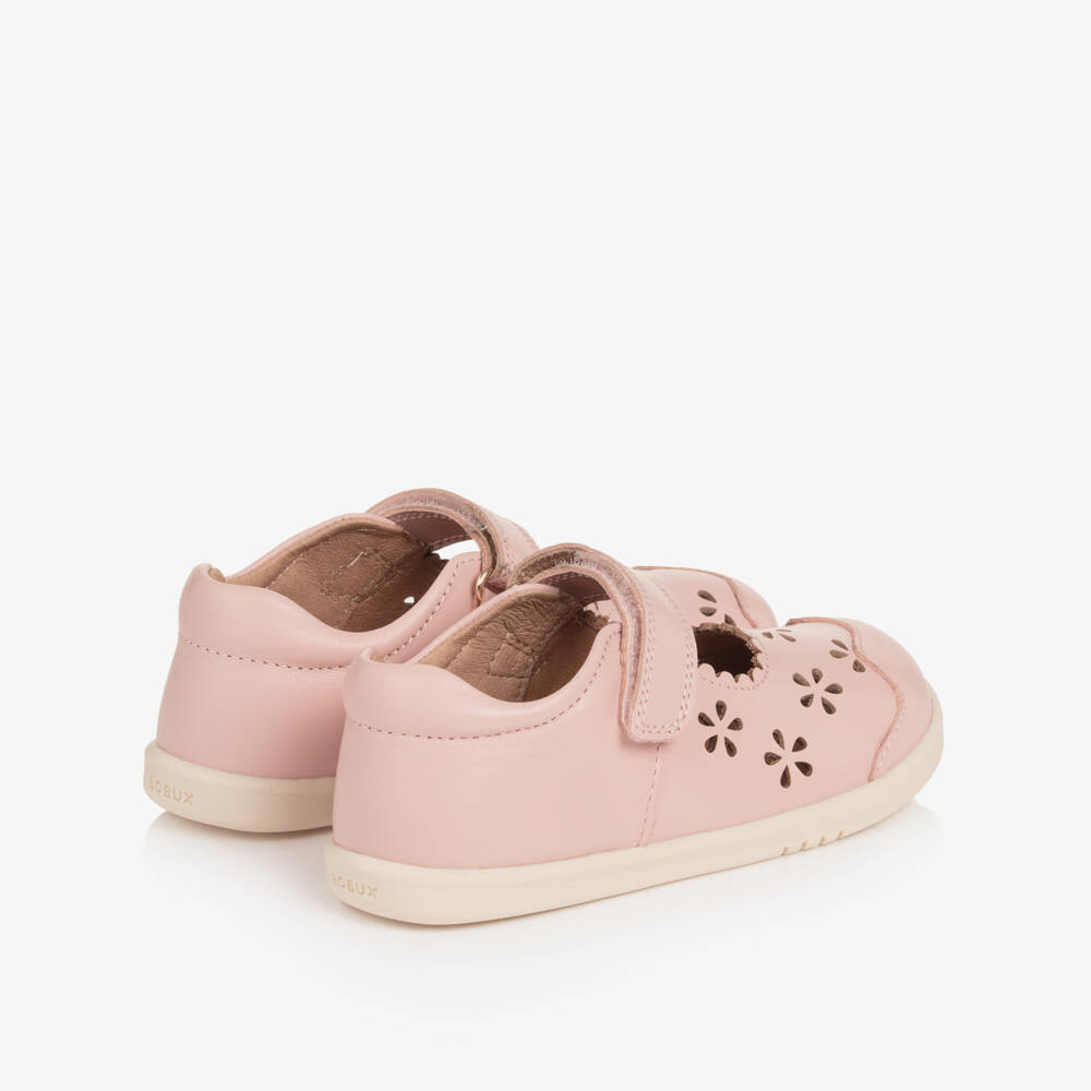 Bobux IWalk-Girls Pink Leather Shoes with Cut-Out Detailing | Childrensalon