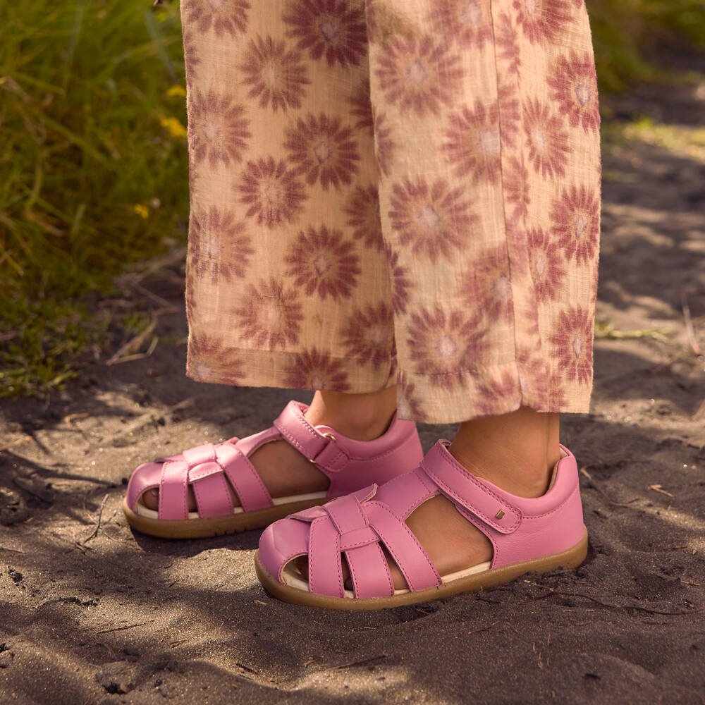 Bobux IWalk-Girls Pink Leather Strappy Sandals | Childrensalon