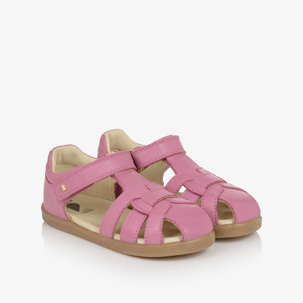 Bobux IWalk-Girls Pink Leather Strappy Sandals | Childrensalon