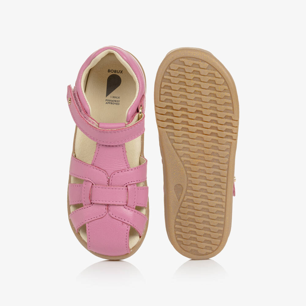 Bobux IWalk-Girls Pink Leather Strappy Sandals | Childrensalon