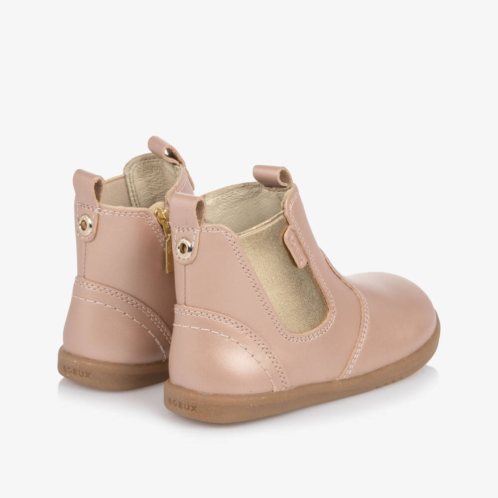 Bobux-Girls Rose Gold Leather I-Walk Boots | Childrensalon