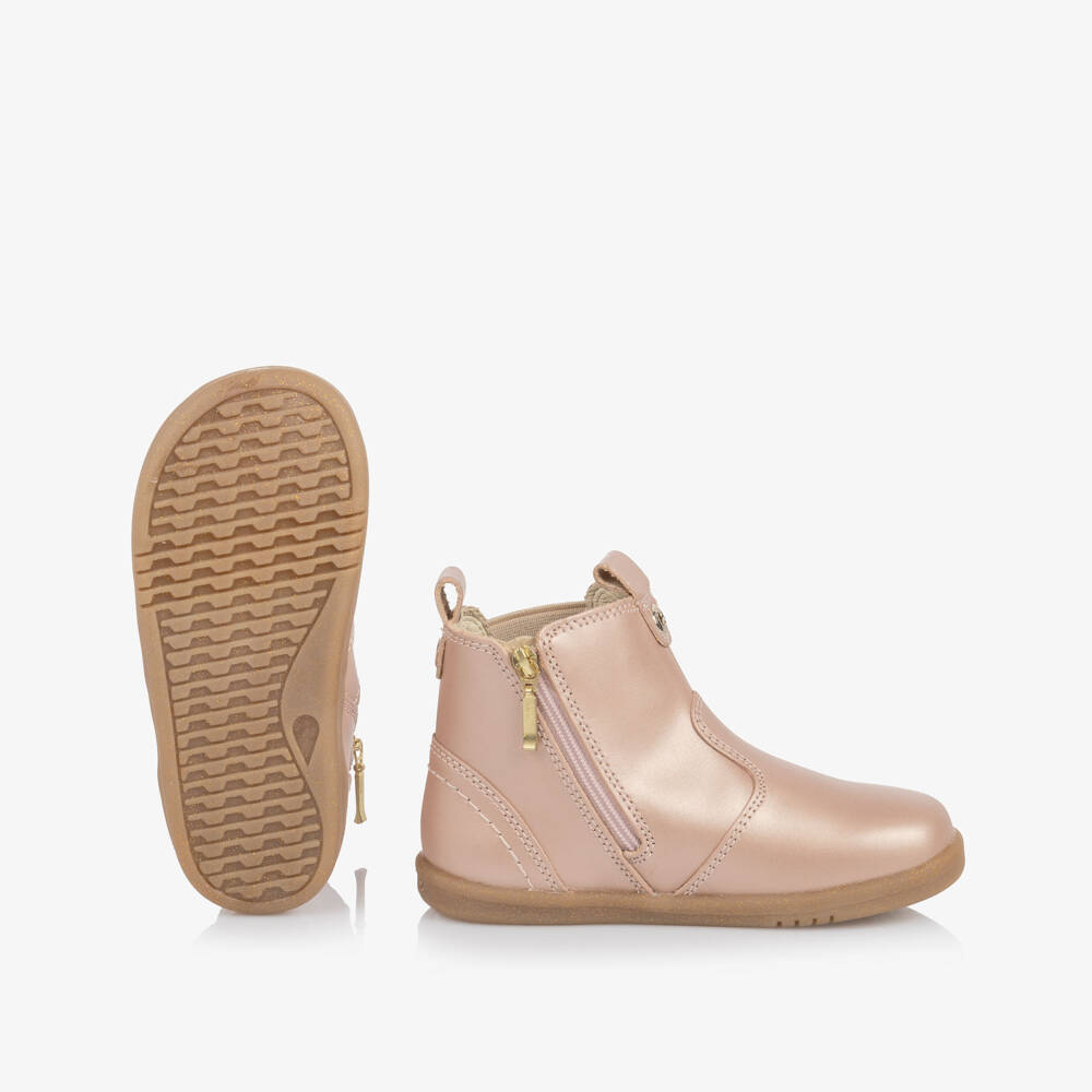Bobux-Girls Rose Gold Leather I-Walk Boots | Childrensalon