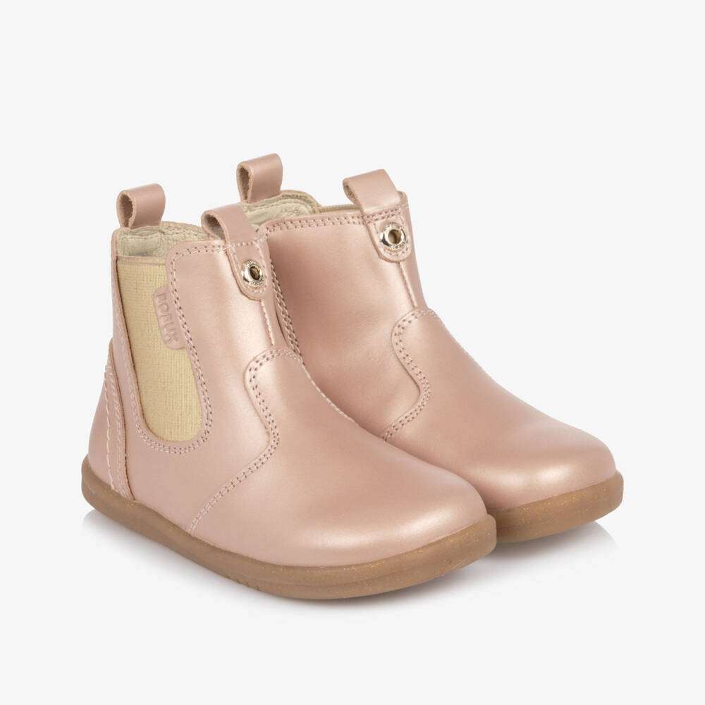 Bobux-Girls Rose Gold Leather I-Walk Boots | Childrensalon