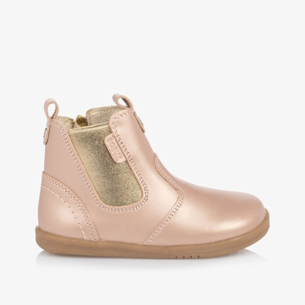 Bobux-Girls Rose Gold Leather I-Walk Boots | Childrensalon