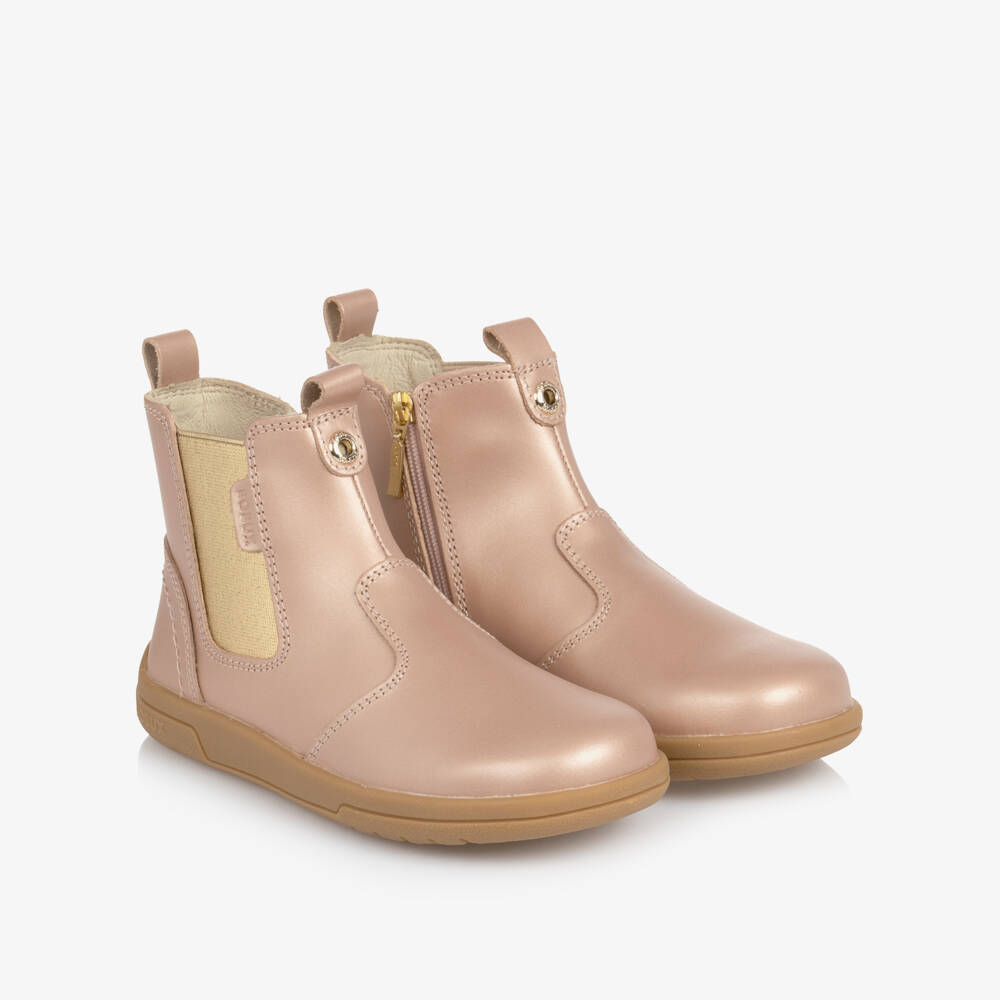 Bobux-Girls Rose Gold Leather Kid+ Boots | Childrensalon