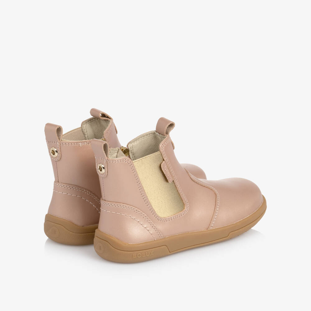 Bobux-Girls Rose Gold Leather Kid+ Boots | Childrensalon
