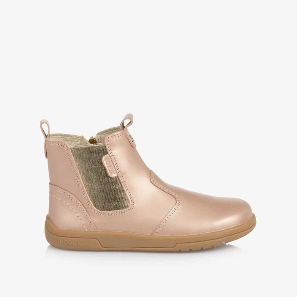 Bobux-Girls Rose Gold Leather Kid+ Boots | Childrensalon