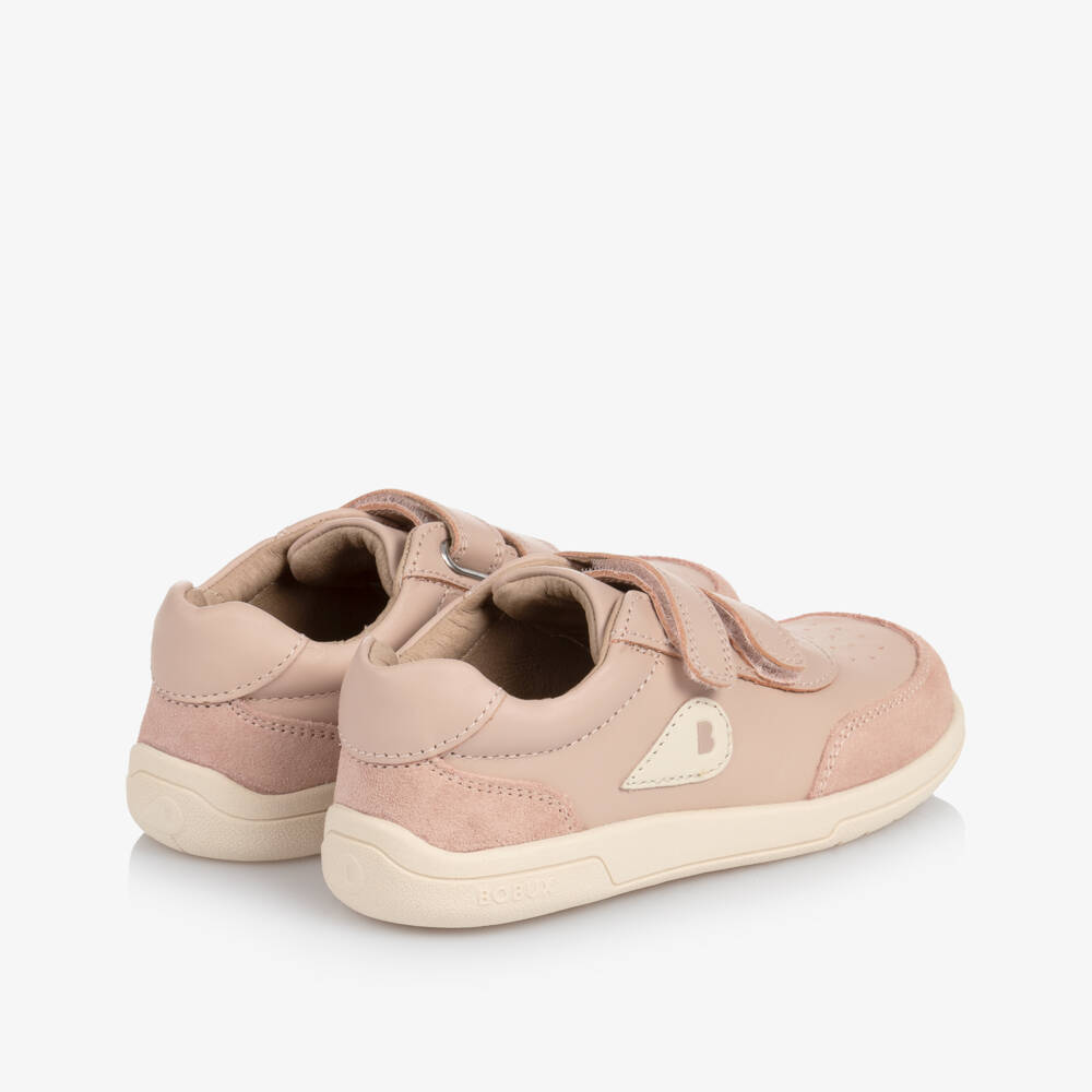 Bobux Kid +-Girls Rose Pink Leather Trainers | Childrensalon