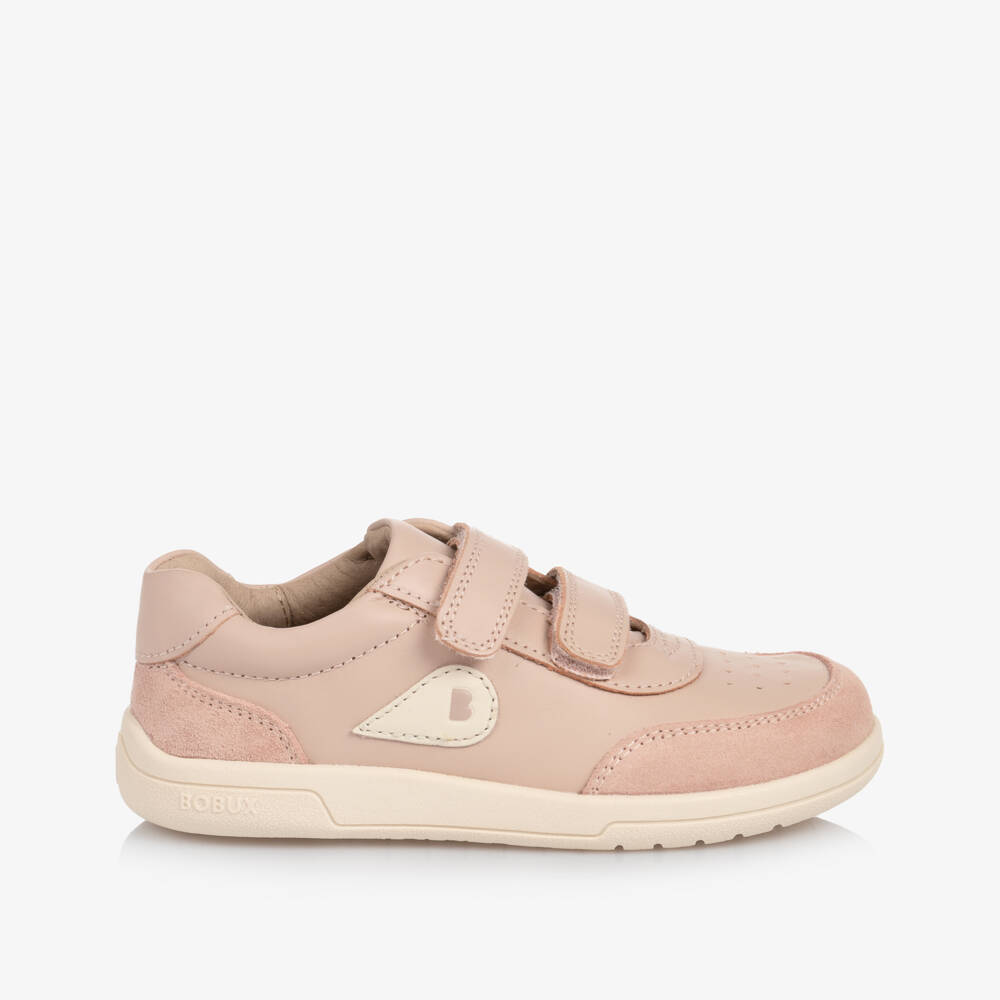 Bobux Kid +-Girls Rose Pink Leather Trainers | Childrensalon