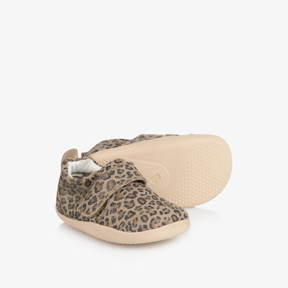 Bobux Хплорер-Girls Shimmery Beige Leopard Print Pre-Walkers | Childrensalon