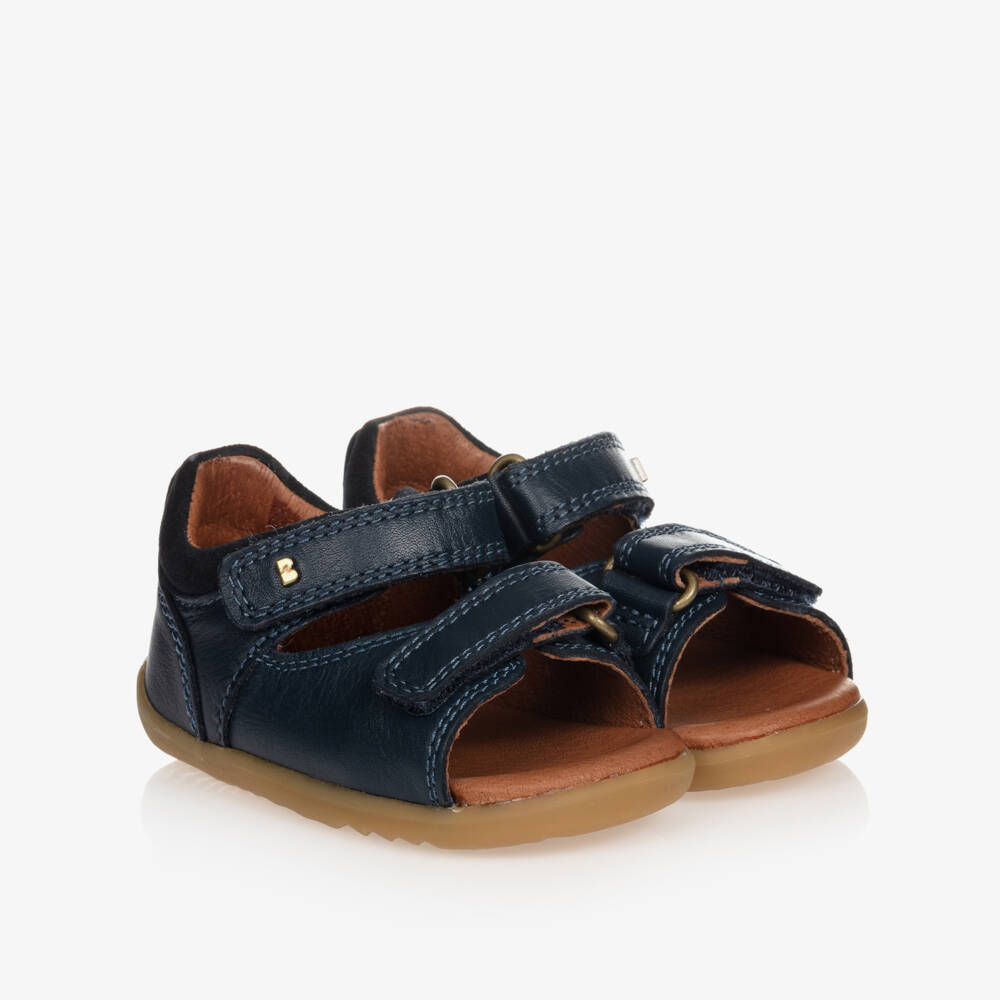 Bobux Step Up-Navy Blue Leather Baby Sandals | Childrensalon