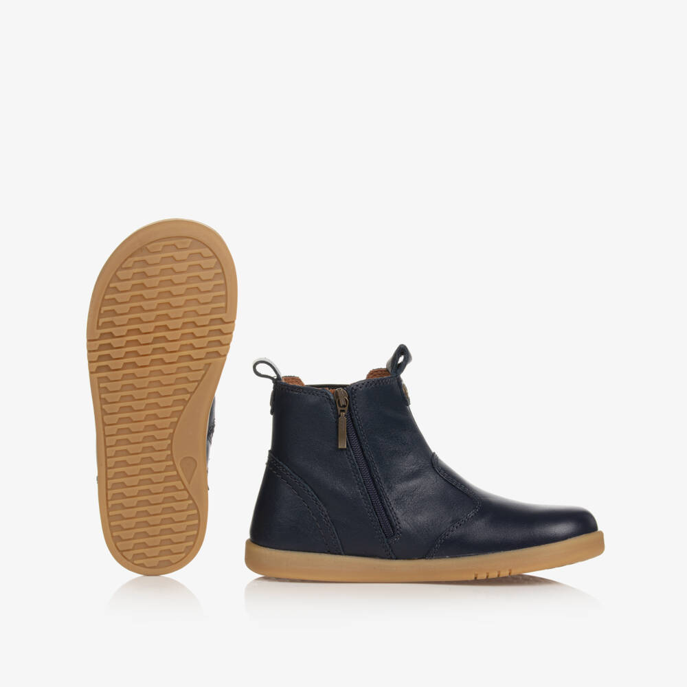 Bobux Kid +-Navy Blue Leather Chelsea Boots | Childrensalon