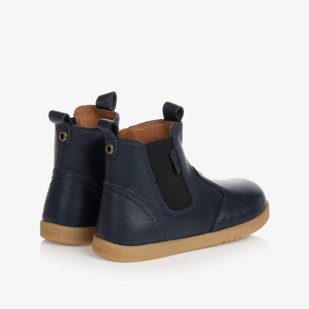 Bobux Kid +-Navy Blue Leather Chelsea Boots | Childrensalon
