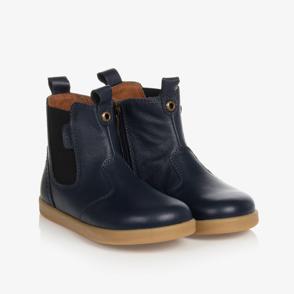 Bobux Kid +-Navy Blue Leather Chelsea Boots | Childrensalon