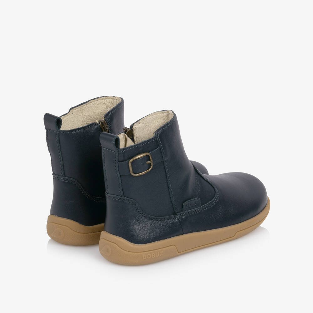 Bobux-Navy Blue Leather Kid+ Boots | Childrensalon
