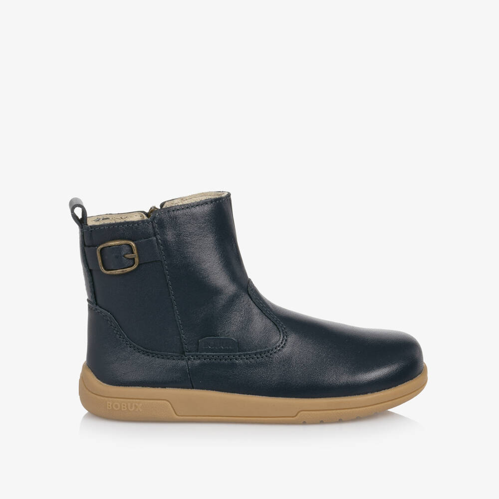 Bobux-Navy Blue Leather Kid+ Boots | Childrensalon