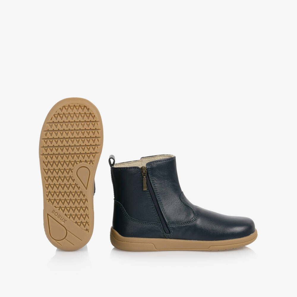 Bobux-Navy Blue Leather Kid+ Boots | Childrensalon