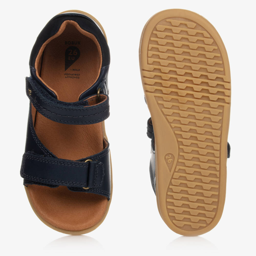 Bobux IWalk-Navy Blue Leather Strappy Sandals | Childrensalon