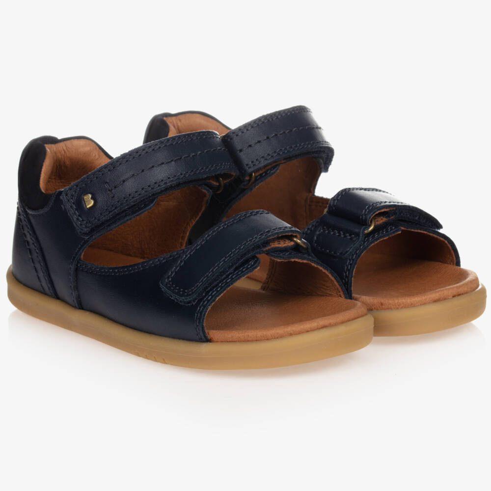 Bobux IWalk-Navy Blue Leather Strappy Sandals | Childrensalon