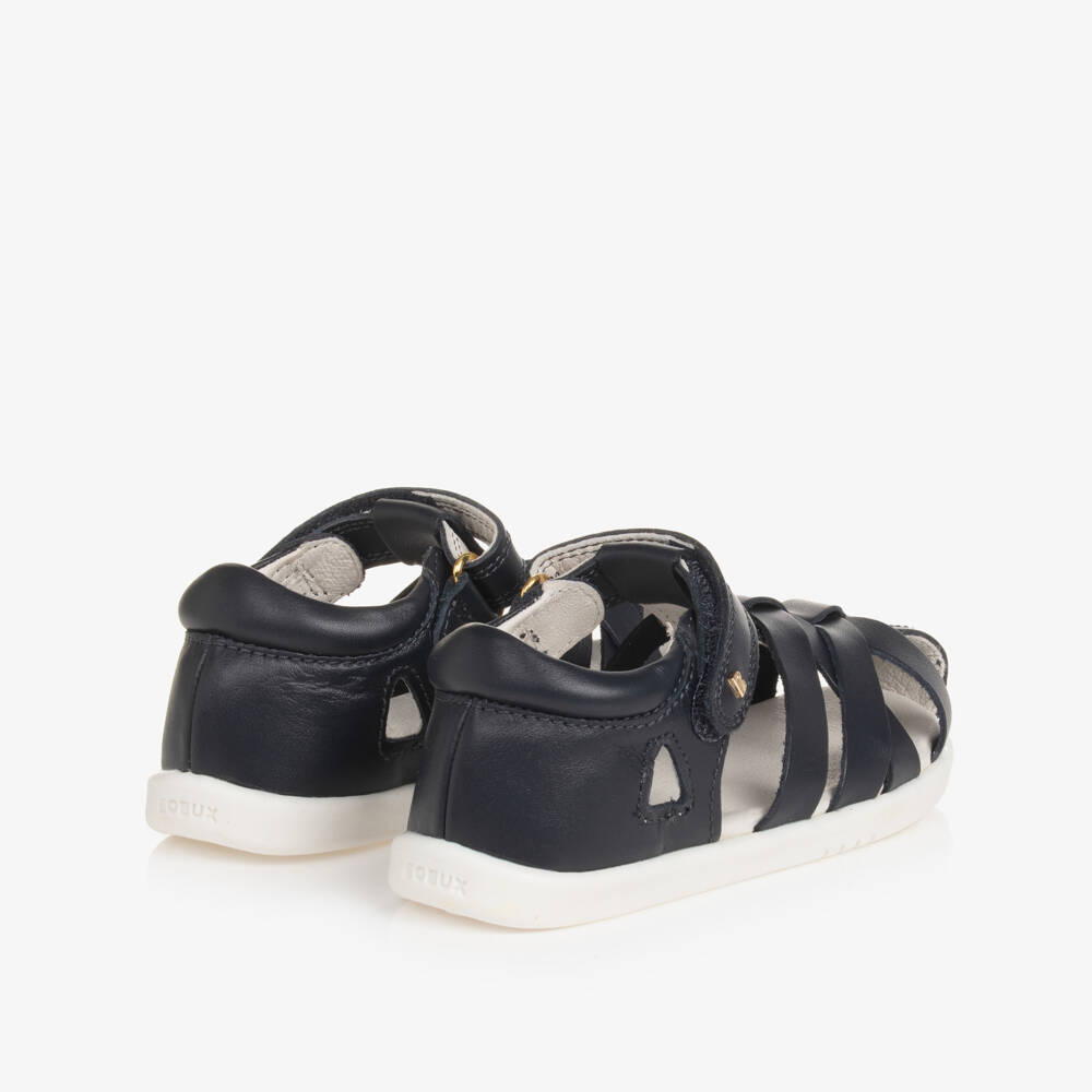 Bobux IWalk-Navy Blue Leather Velcro Strappy Sandals | Childrensalon