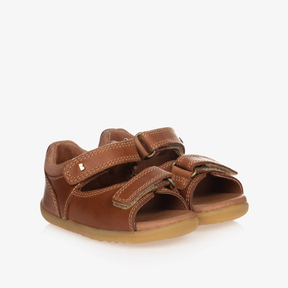 Bobux Step Up-Tan Brown Leather Baby Sandals | Childrensalon