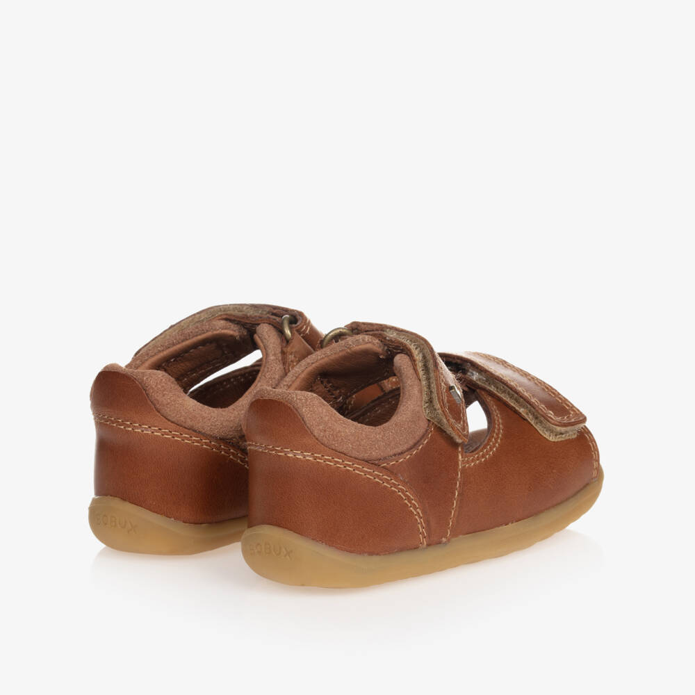 Bobux Step Up-Tan Brown Leather Baby Sandals | Childrensalon