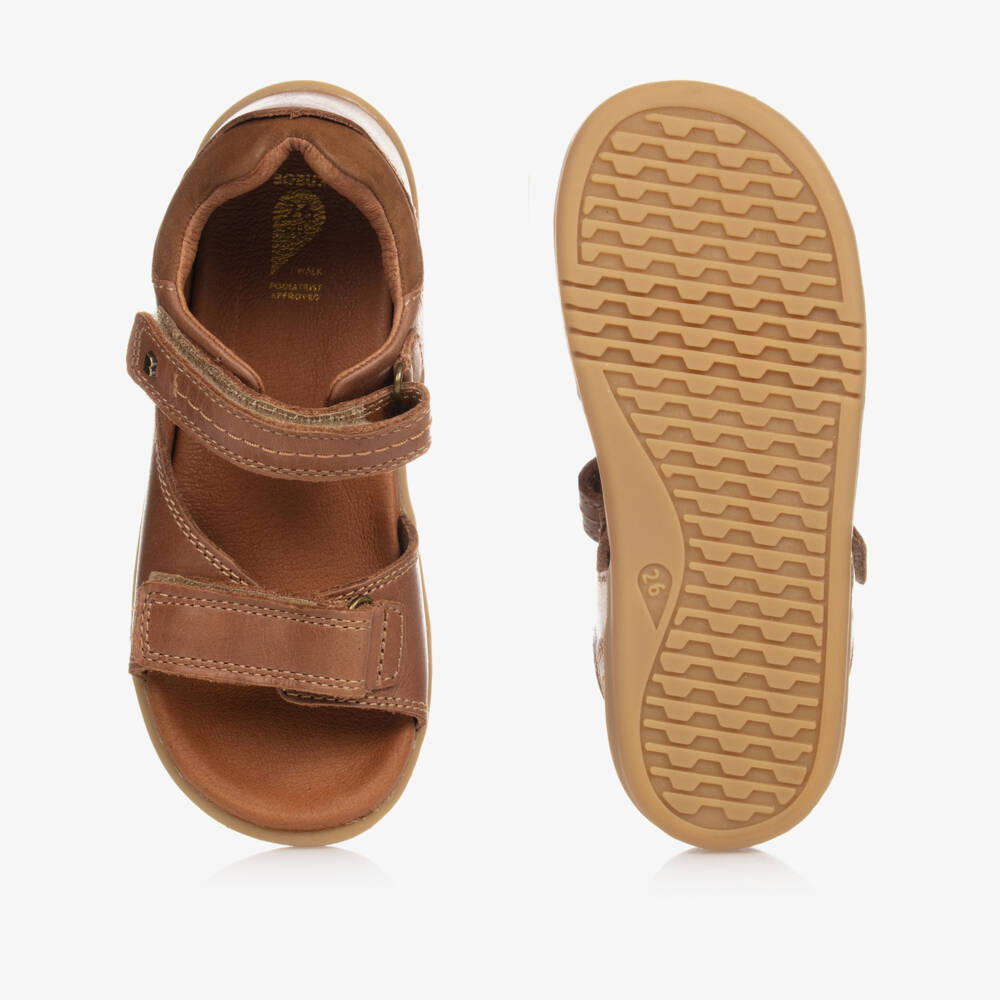 Bobux IWalk-Tan Brown Leather Strappy Sandals | Childrensalon