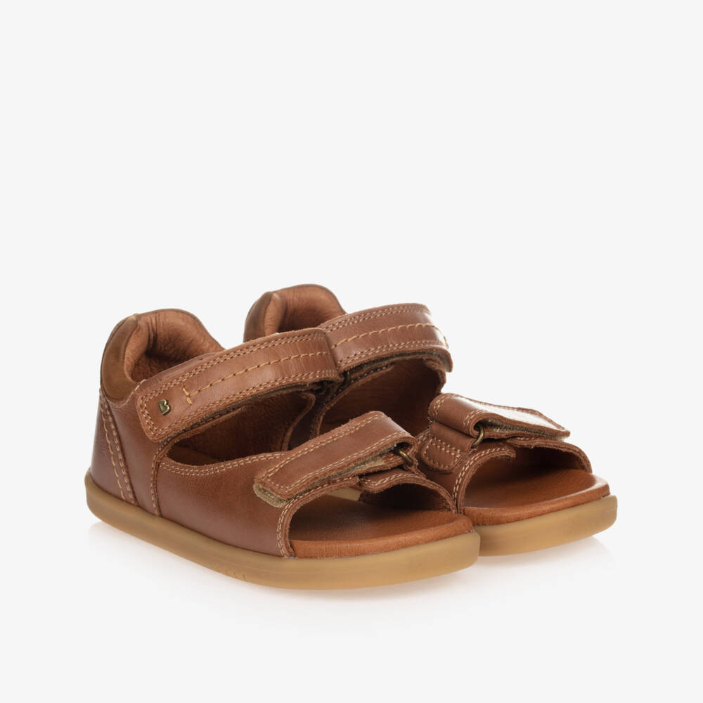 Bobux IWalk-Tan Brown Leather Strappy Sandals | Childrensalon