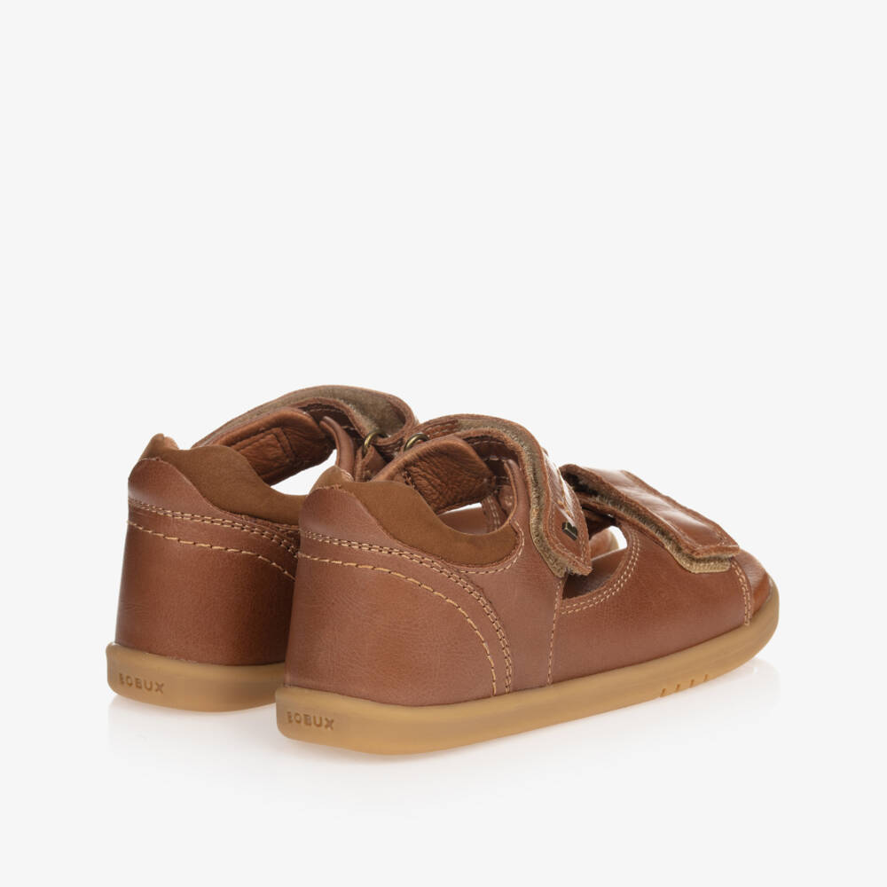 Bobux IWalk-Tan Brown Leather Strappy Sandals | Childrensalon