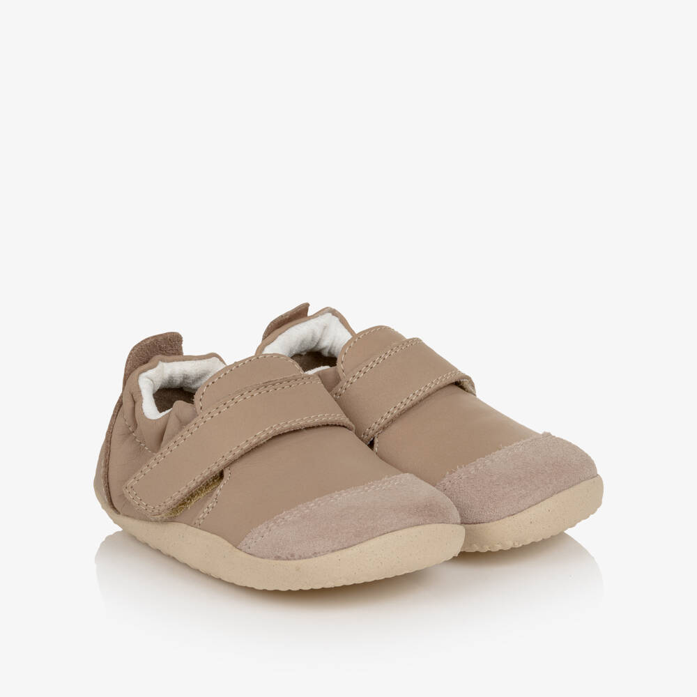 Bobux Xplorer-Taupe Leather First Walker Shoes | Childrensalon