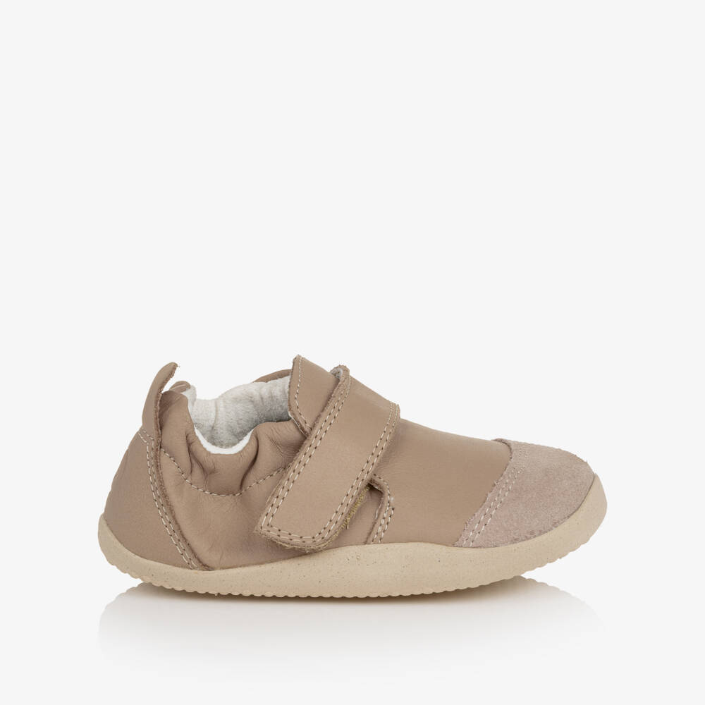 Bobux Xplorer-Taupe Leather First Walker Shoes | Childrensalon