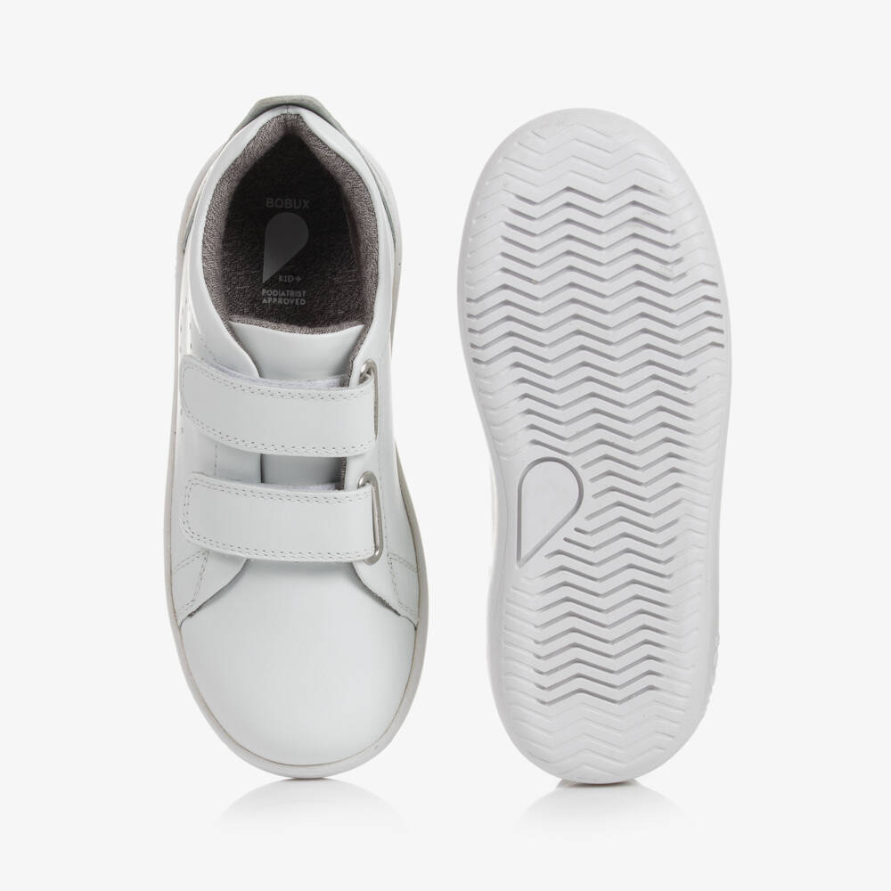 Bobux-White Leather Velcro Junior Trainers | Childrensalon