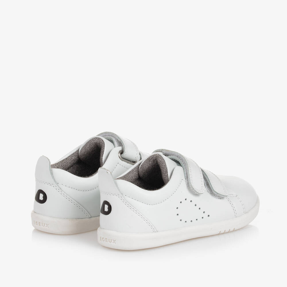Bobux-White Leather Velcro Trainers | Childrensalon