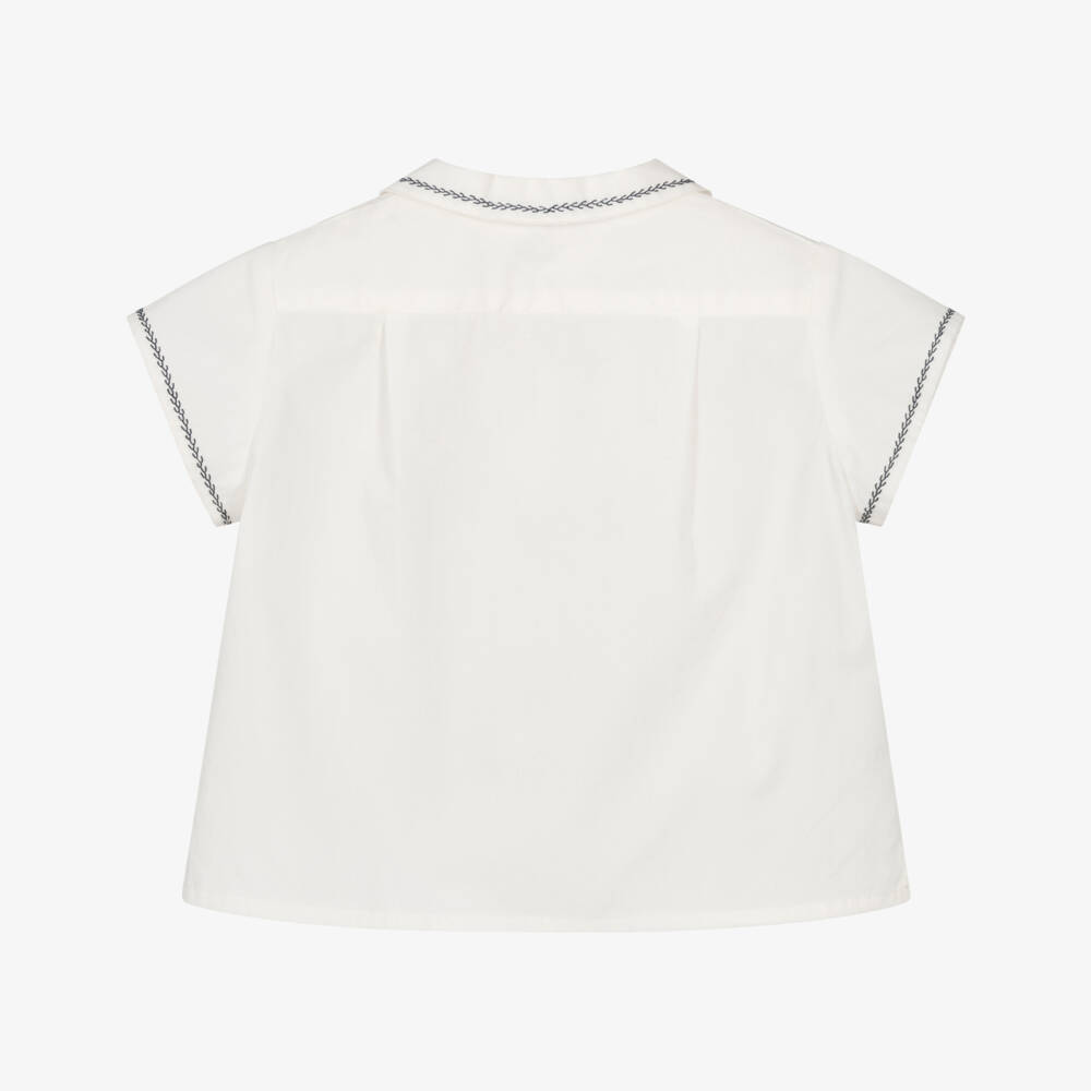 Bonpoint-Baby Boys Embroidered White Cotton Shirt | Childrensalon
