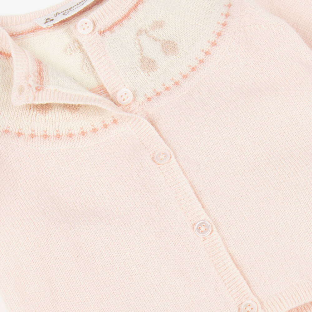 Bonpoint-طقم بنطلون بنات رضع صوف وكشمير لون زهري فاتح | Childrensalon