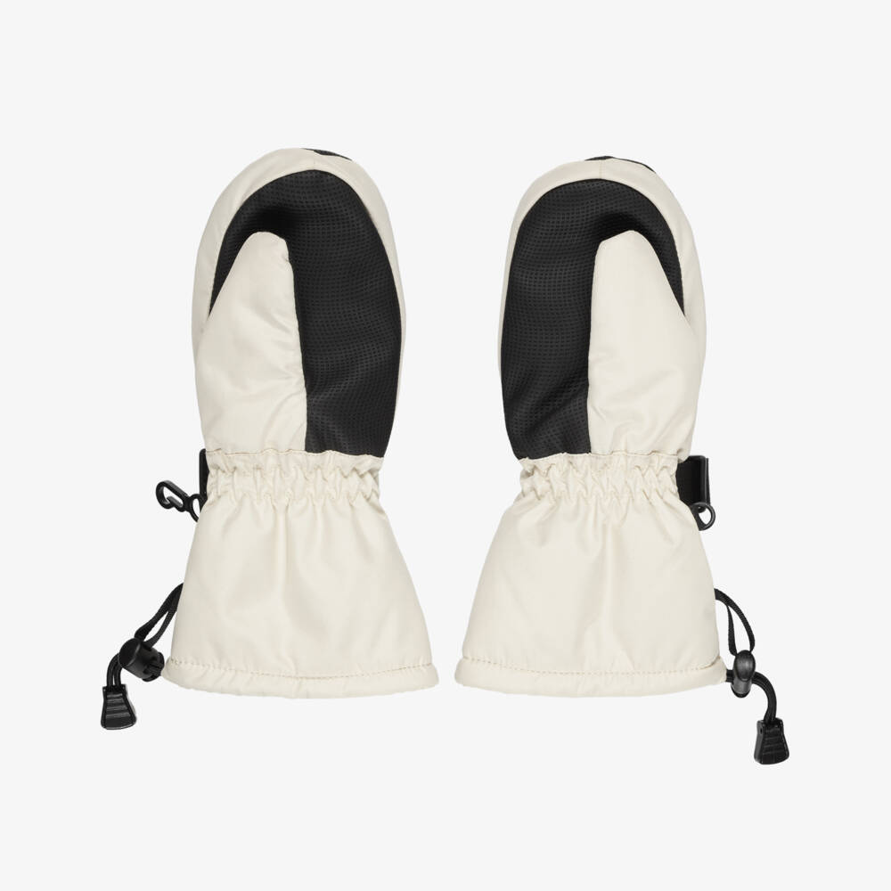 Bonpoint-Beige & Black Padded Ski Mittens | Childrensalon
