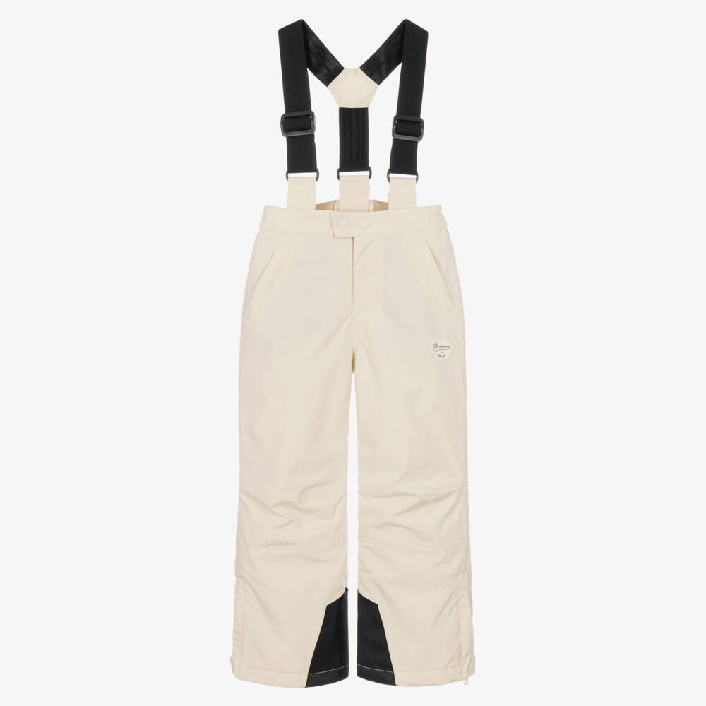 Bonpoint-Beige Padded Ski Trousers with Shoulder Straps | Childrensalon