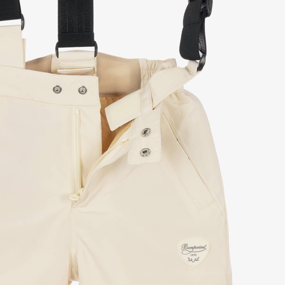 Bonpoint-Beige Padded Ski Trousers with Shoulder Straps | Childrensalon
