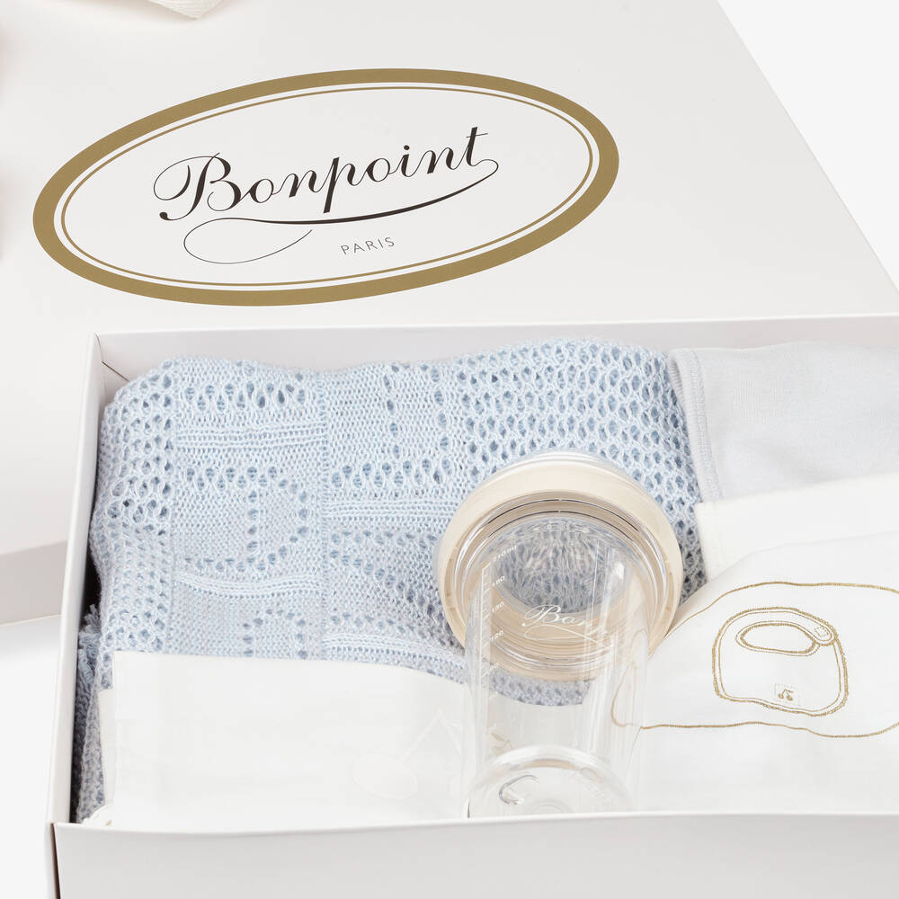 Bonpoint-Blue Baby Blanket & Feeding Gift Set | Childrensalon