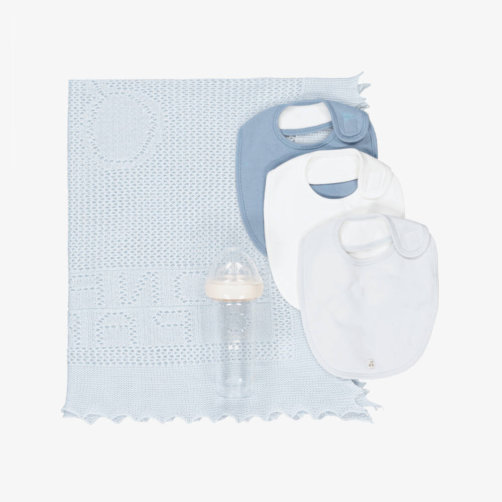 Bonpoint-Blue Baby Blanket & Feeding Gift Set | Childrensalon