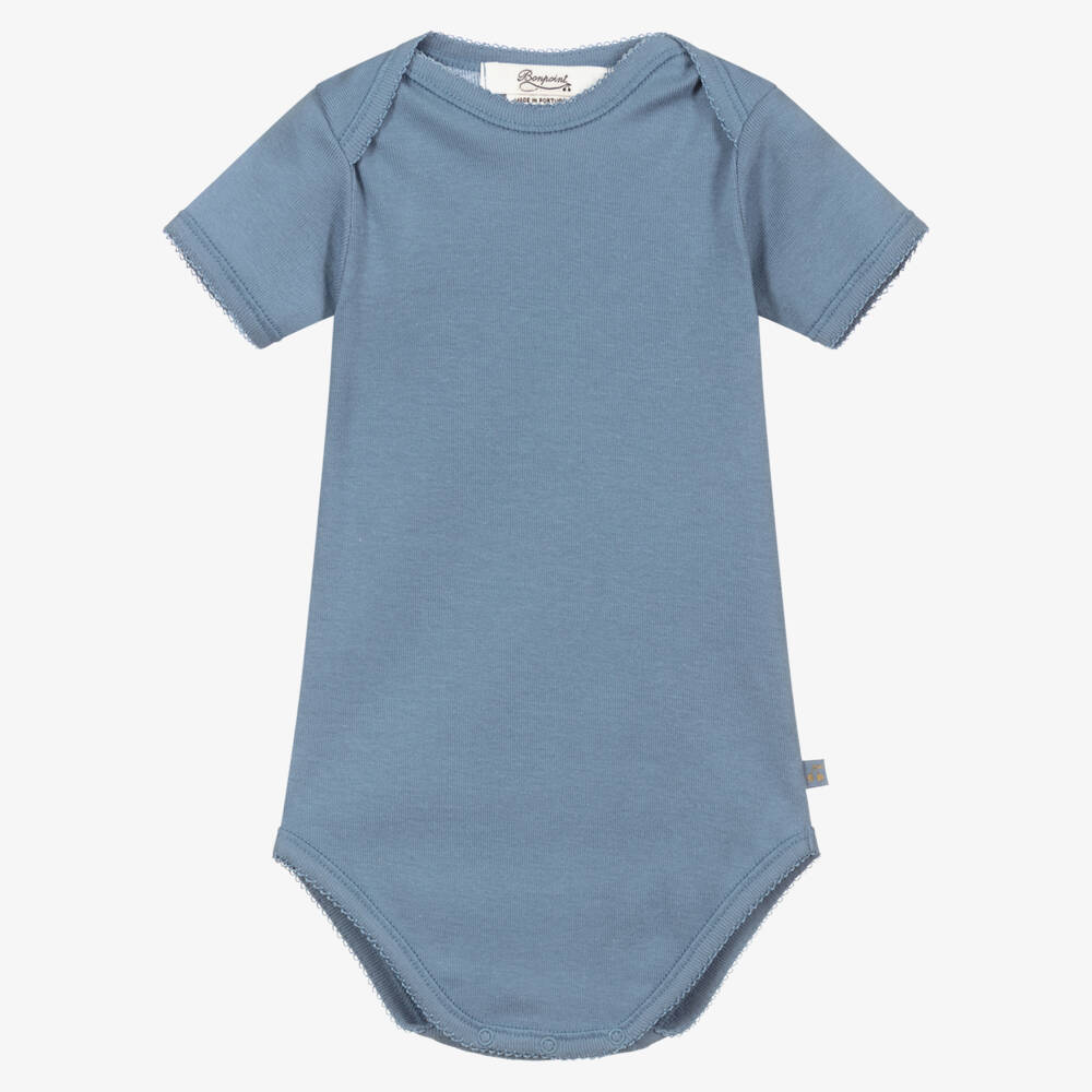 Bonpoint-Blue & Ivory Cotton Bodyvests (3 Pack) | Childrensalon