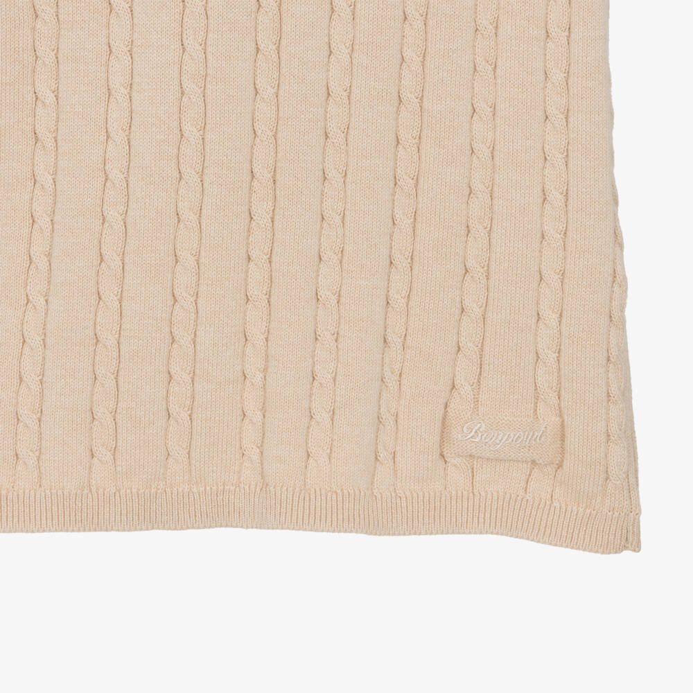 Bonpoint-Boys Beige Cotton & Cashmere Knitted Polo Shirt | Childrensalon