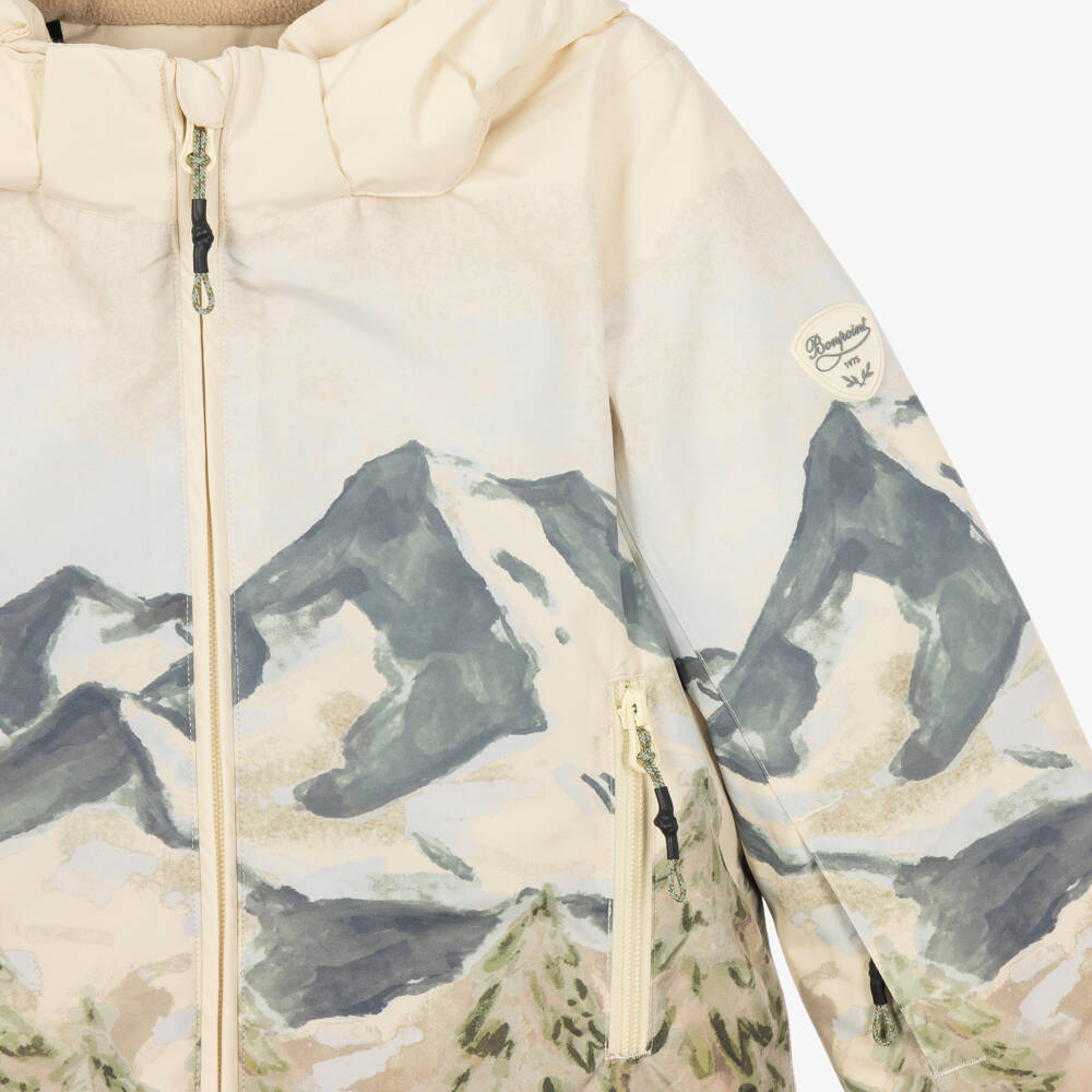 Bonpoint-Boys Beige Mountain Scene Ski Jacket | Childrensalon