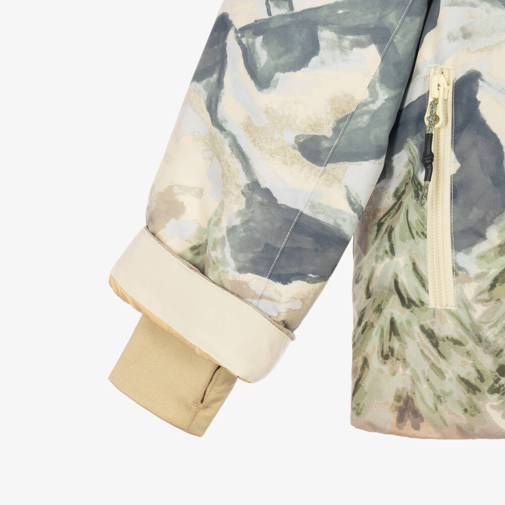 Bonpoint-Boys Beige Mountain Scene Ski Jacket | Childrensalon